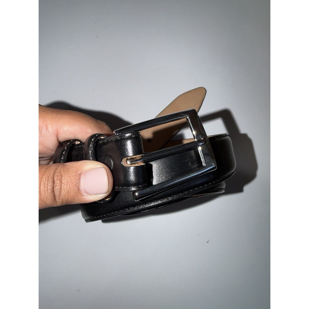 Belts .com Mens Size 46 Black Made In USA Silver Buckle NWOT